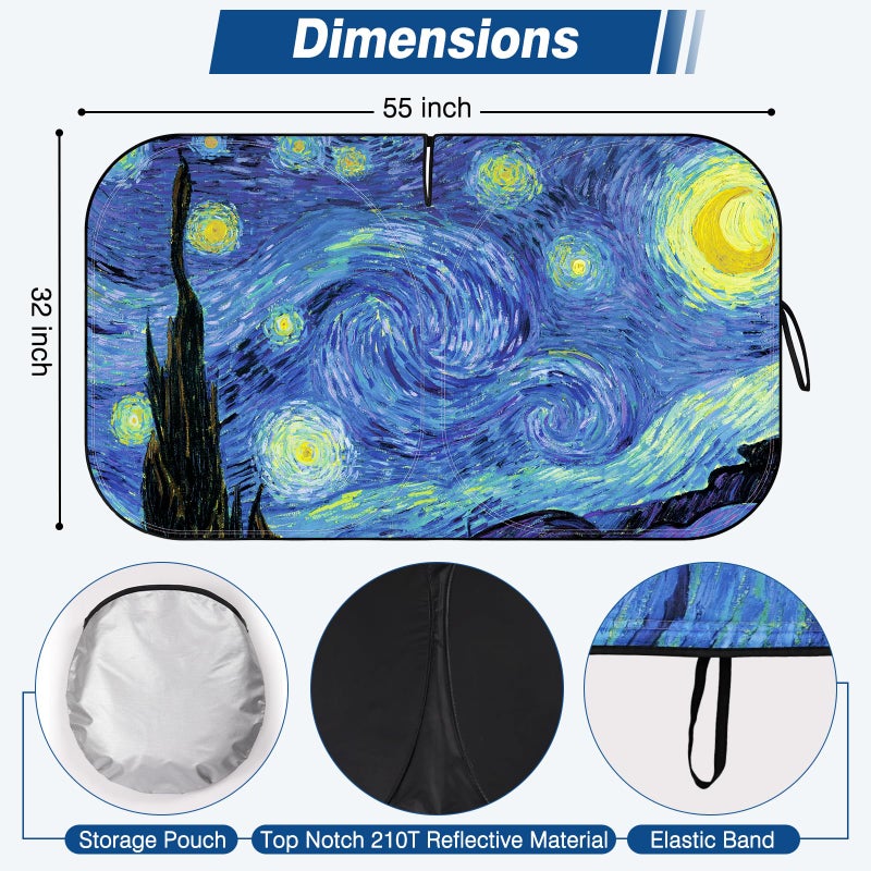 Tavaleu Windshield Sun Shade  Car Sun Shade Windshield Blocks UV Rays  Keep Car Interior Cool  Front Foldable Windshield Sunshade for Hatchback  Truck  SUV  MPV - Image 2